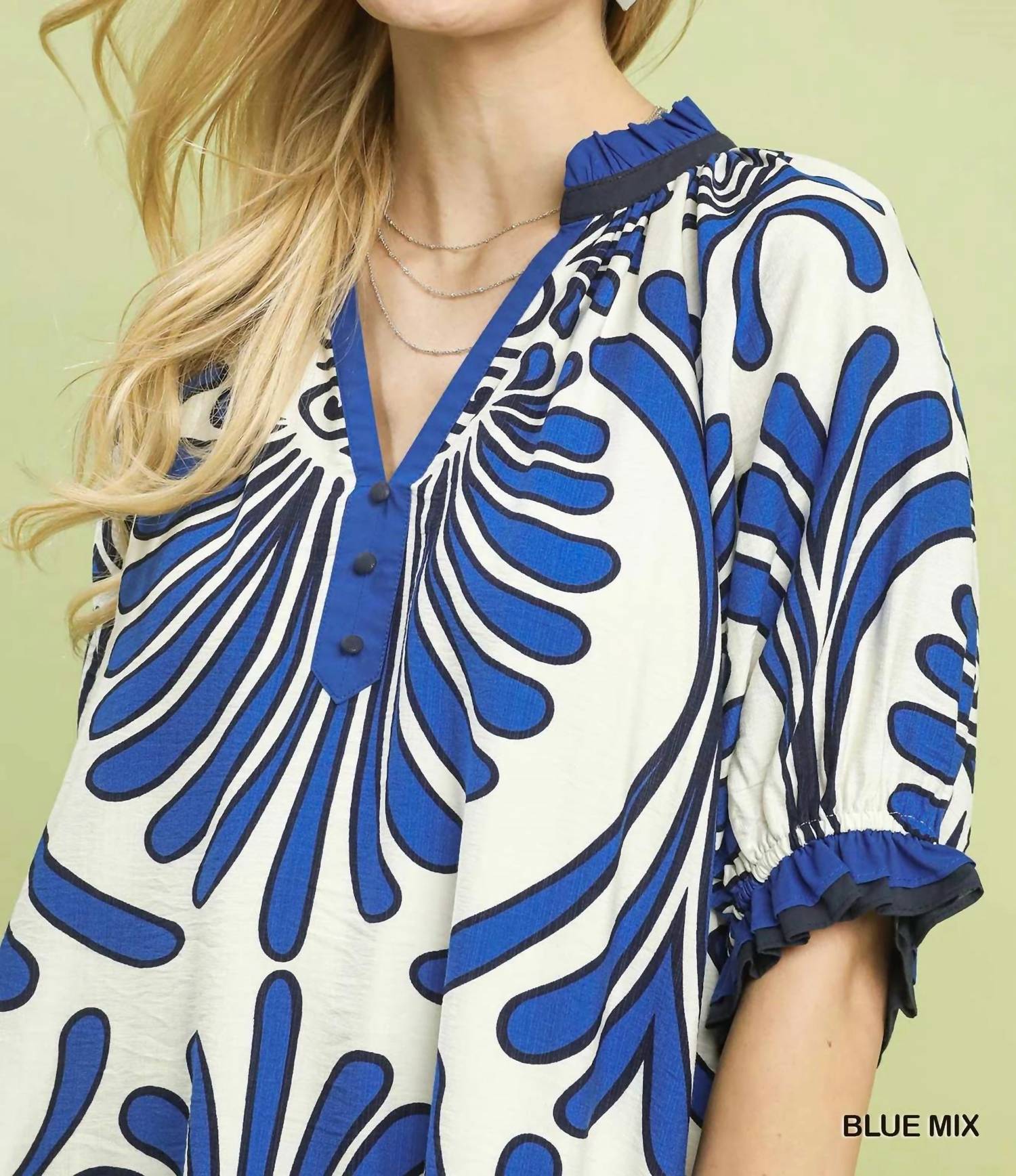 Umgee - Mix Printed V-Neck Dress