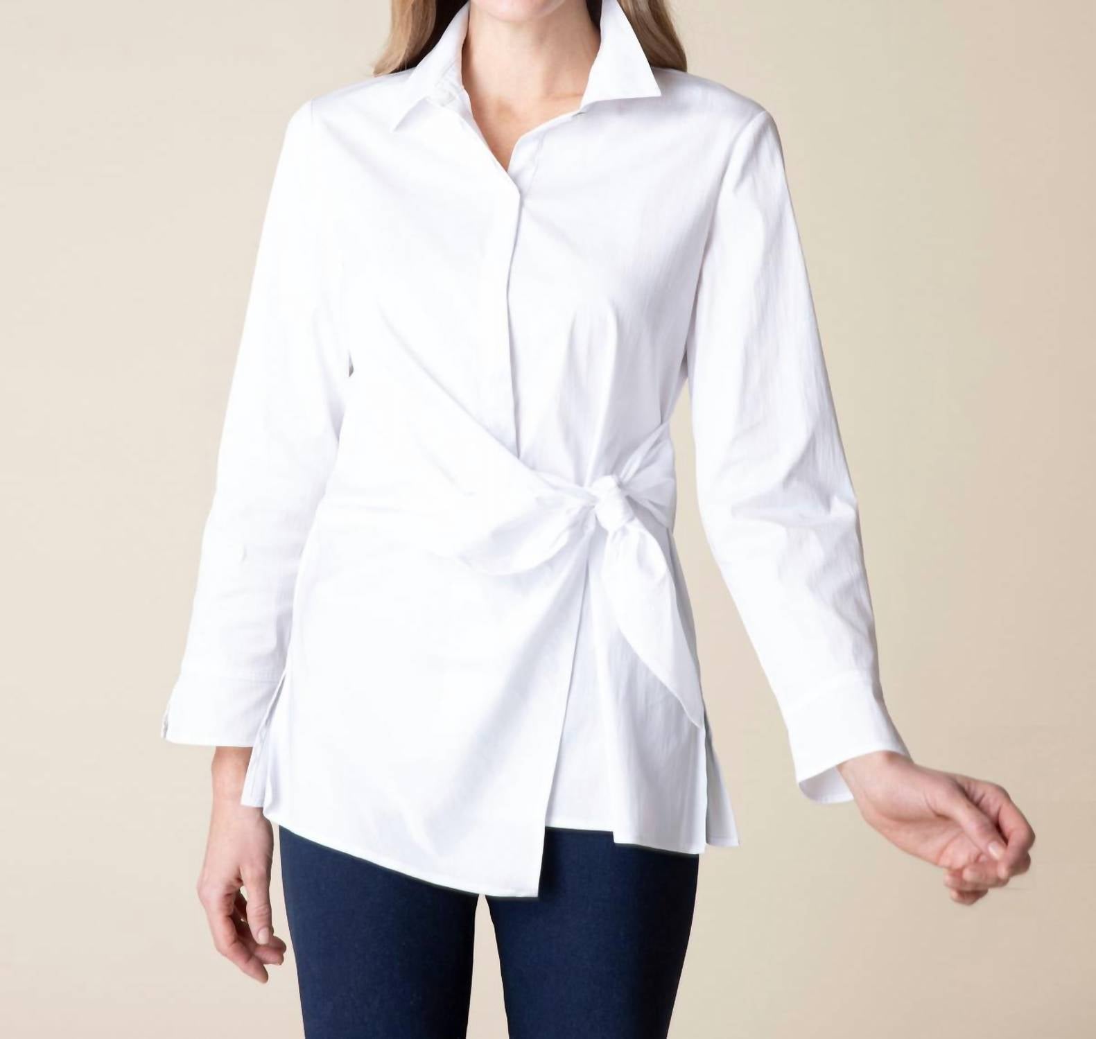 habitat Side Tie Blouse in white - women's shirt