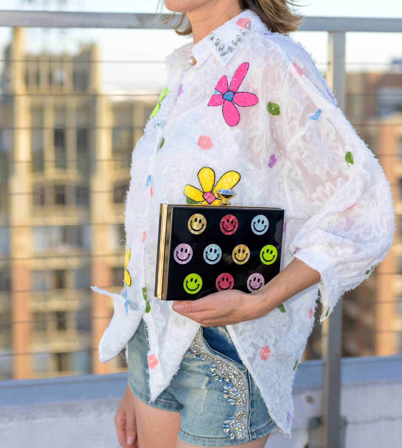 Timmy Woods Beverly Hills - Alba-puff Art-to-wear Floral Blouse