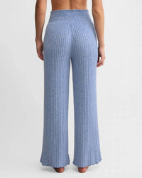 Z Supply Dawn Smocked Mini Ribbed Pant in riviera - women's pants - detail view