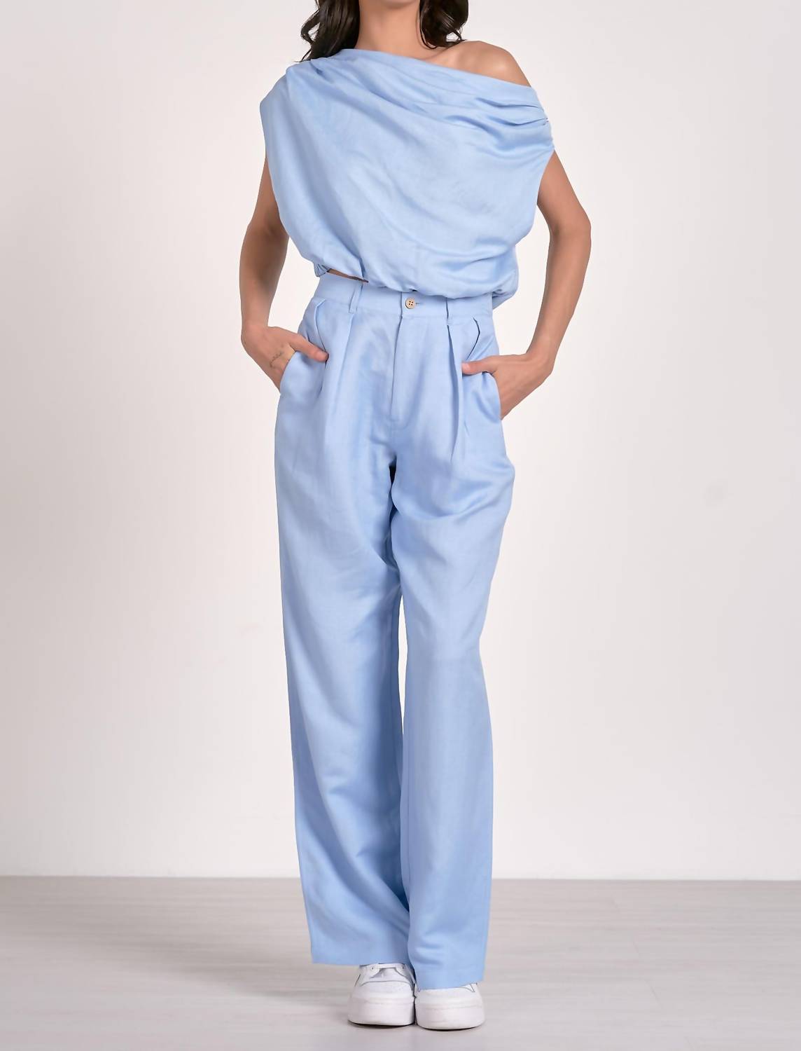 ELAN Pleated Front Pants in dreamy sky blue - women's pants - view 4
