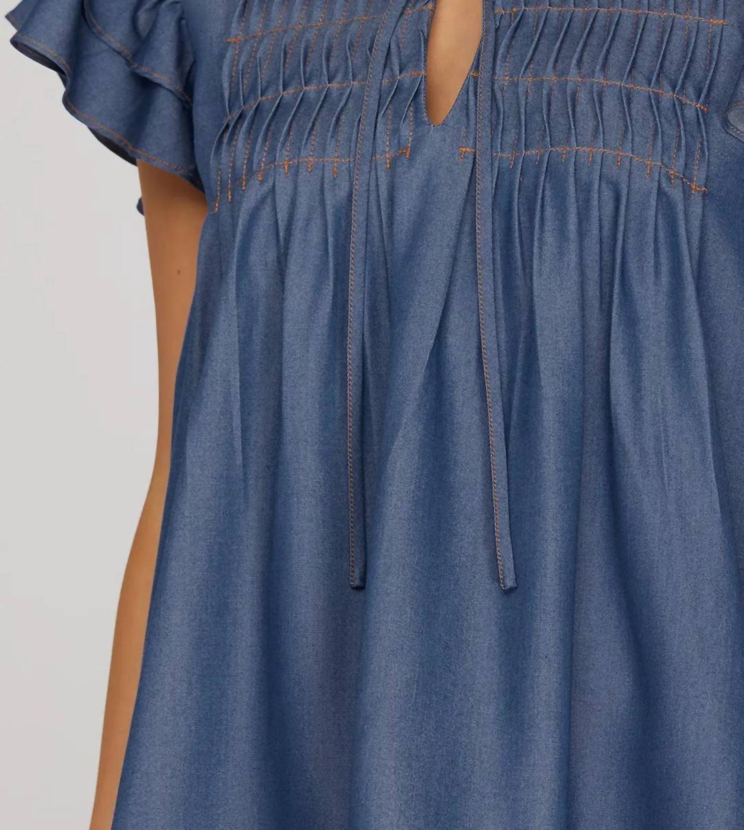 She + Sky - Ruffle Sleeve Blouse