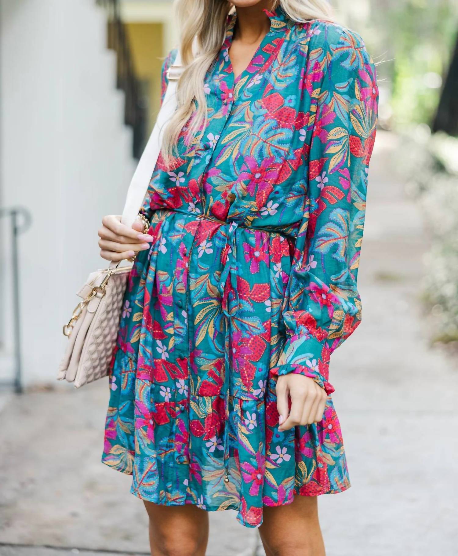 Fate - Print Tencel Blend Split Neck Dress