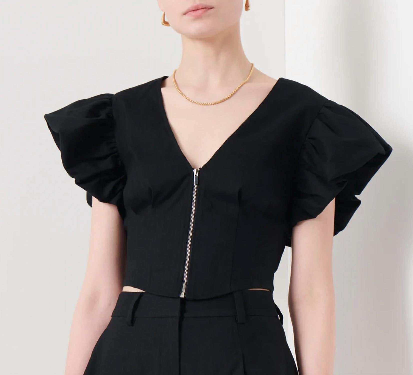 Genna Balloon Sleeve Bustier Top