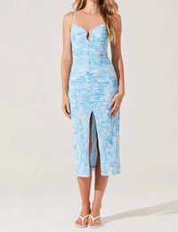Astr - Palmero Floral Ruched Midi Dress