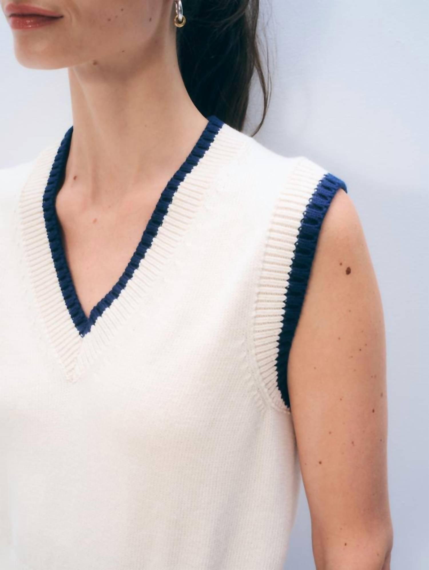 White + Warren - Varsity Cotton Sweater Vest