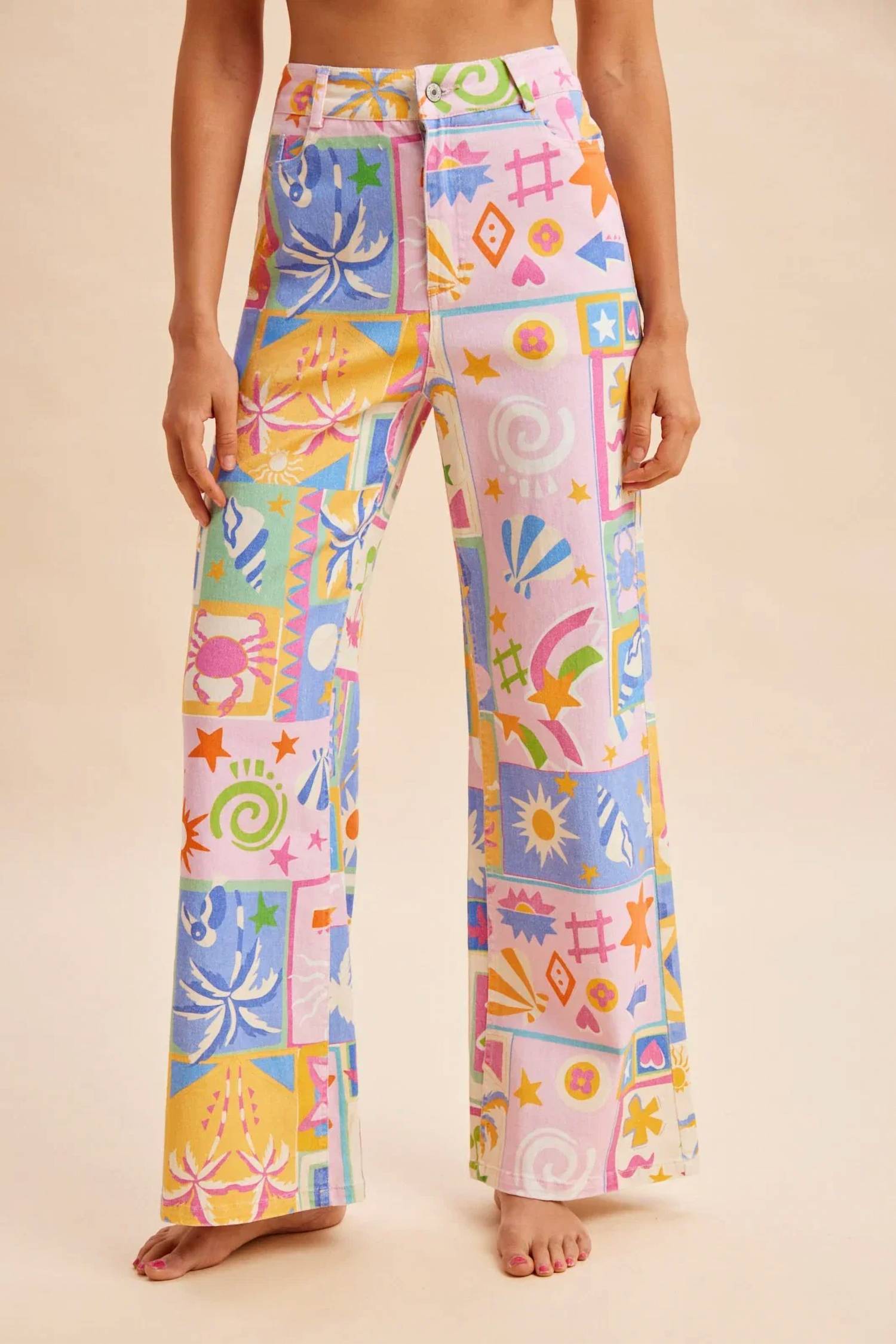 Anniewear - Summer Patchwork Wide Leg Jeans