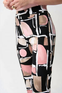 Joseph Ribkoff Silky Knit Abstract Print Straight Pull-on Pant in black multi - women's pants - view 4