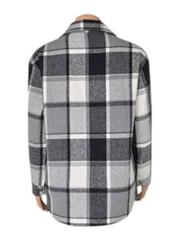 Macaron - Women's Plaid Printed Adorable Buttoned Shacket