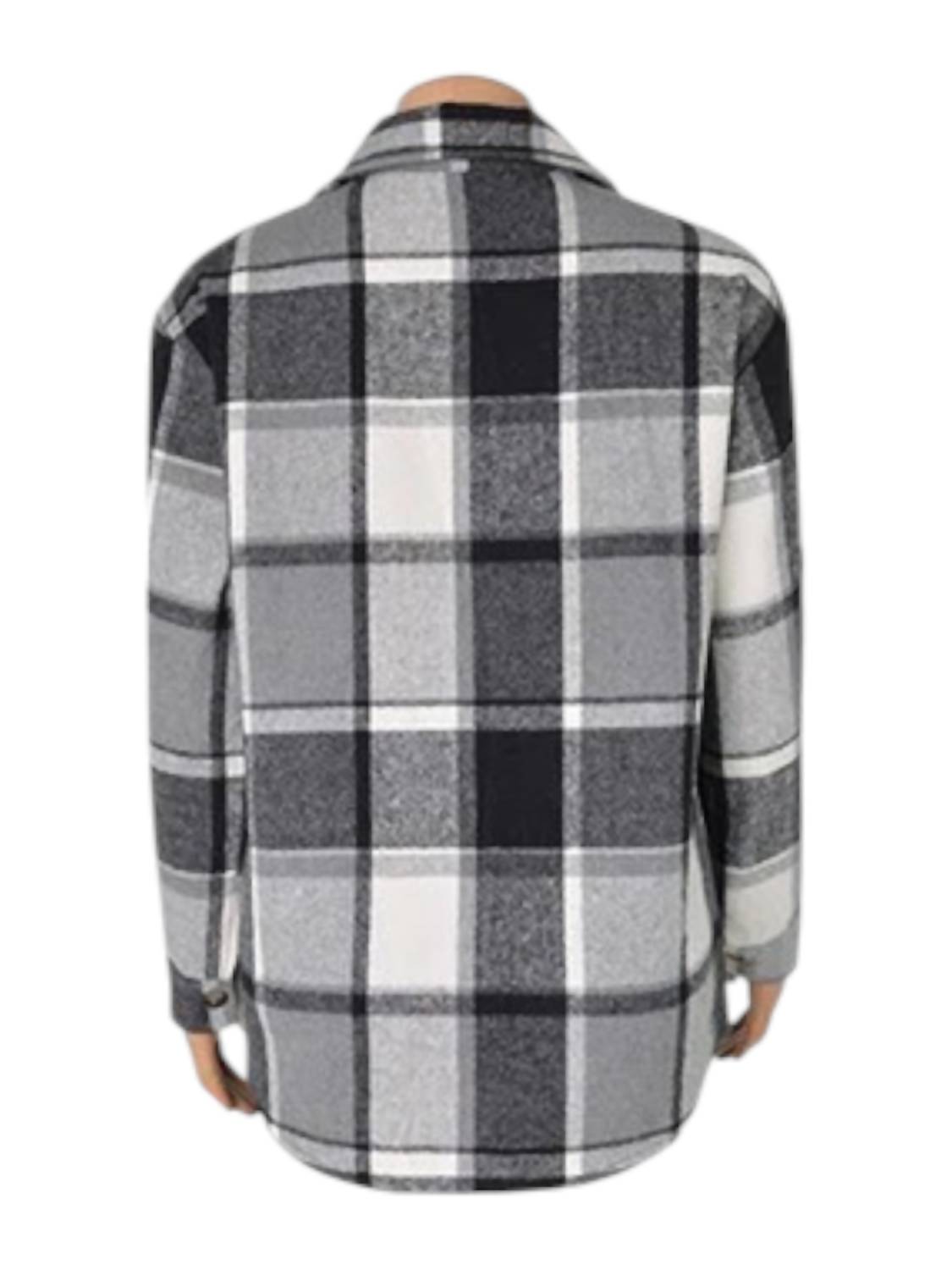 Macaron - Women's Plaid Printed Adorable Buttoned Shacket