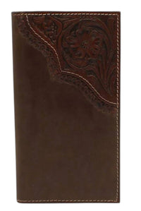 Nocona Belt Co. Men's Floral Edge Leather Rodeo Wallet in brown - men's bag
