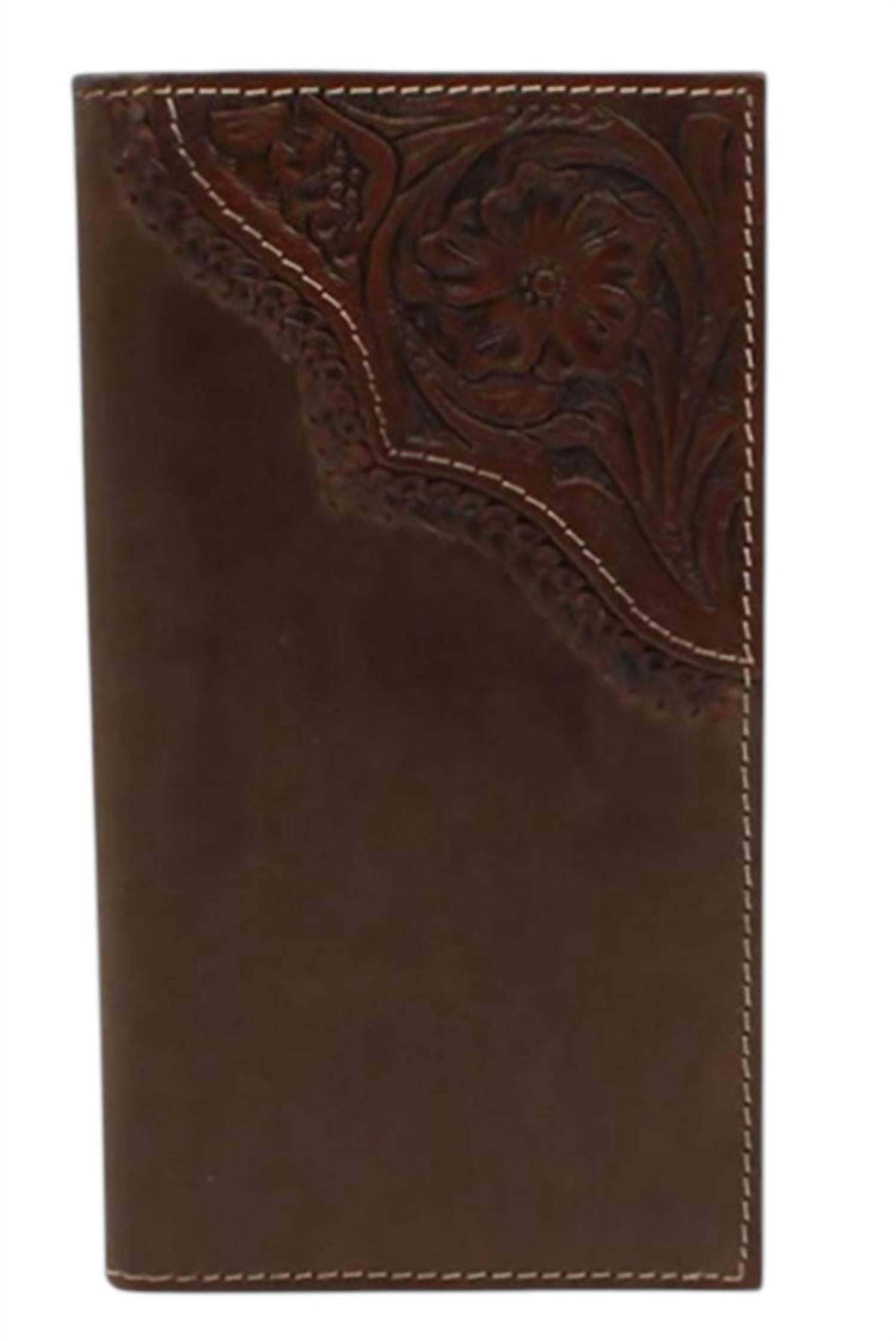 Nocona Belt Co. Men's Floral Edge Leather Rodeo Wallet in brown - men's bag
