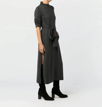 Ann Mashburn Lindsey Midi Dress in charcoal 1 - women's dress - alternate view