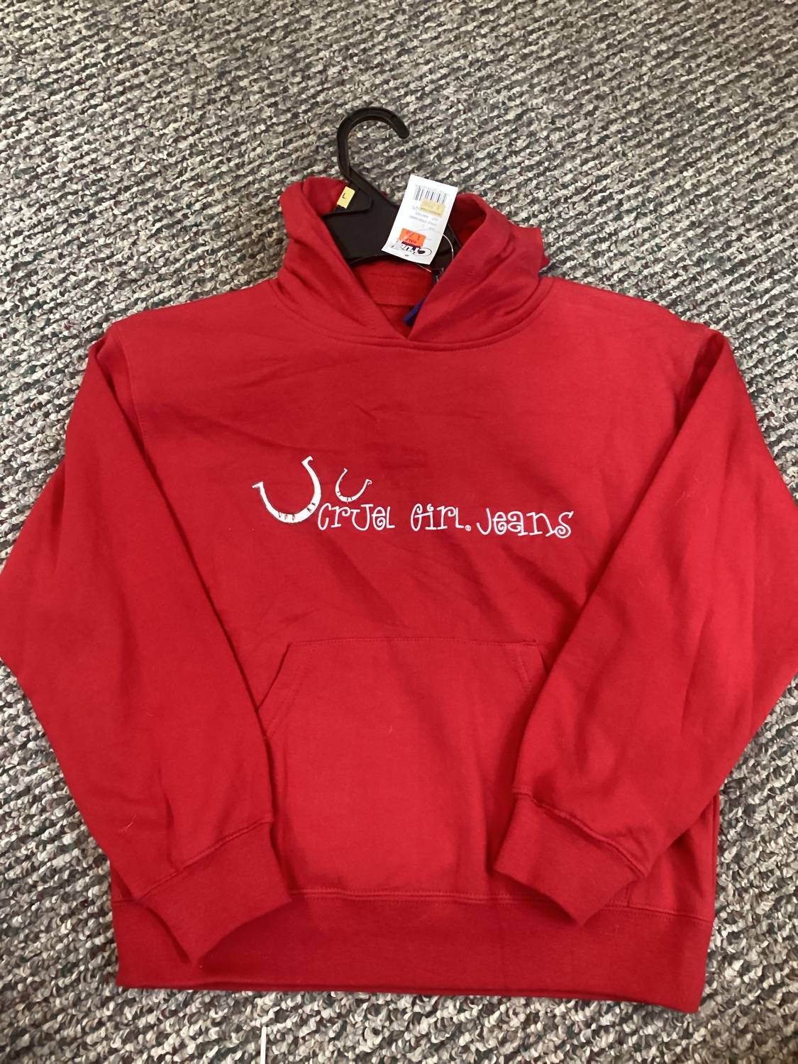 Cruel Girl Jeans Pullover Hoodie in red - kids' shirt - alternate view