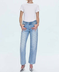 PISTOLA Lexi Mid Rise Bowed Straight Jeans in aries 5 - women's jeans