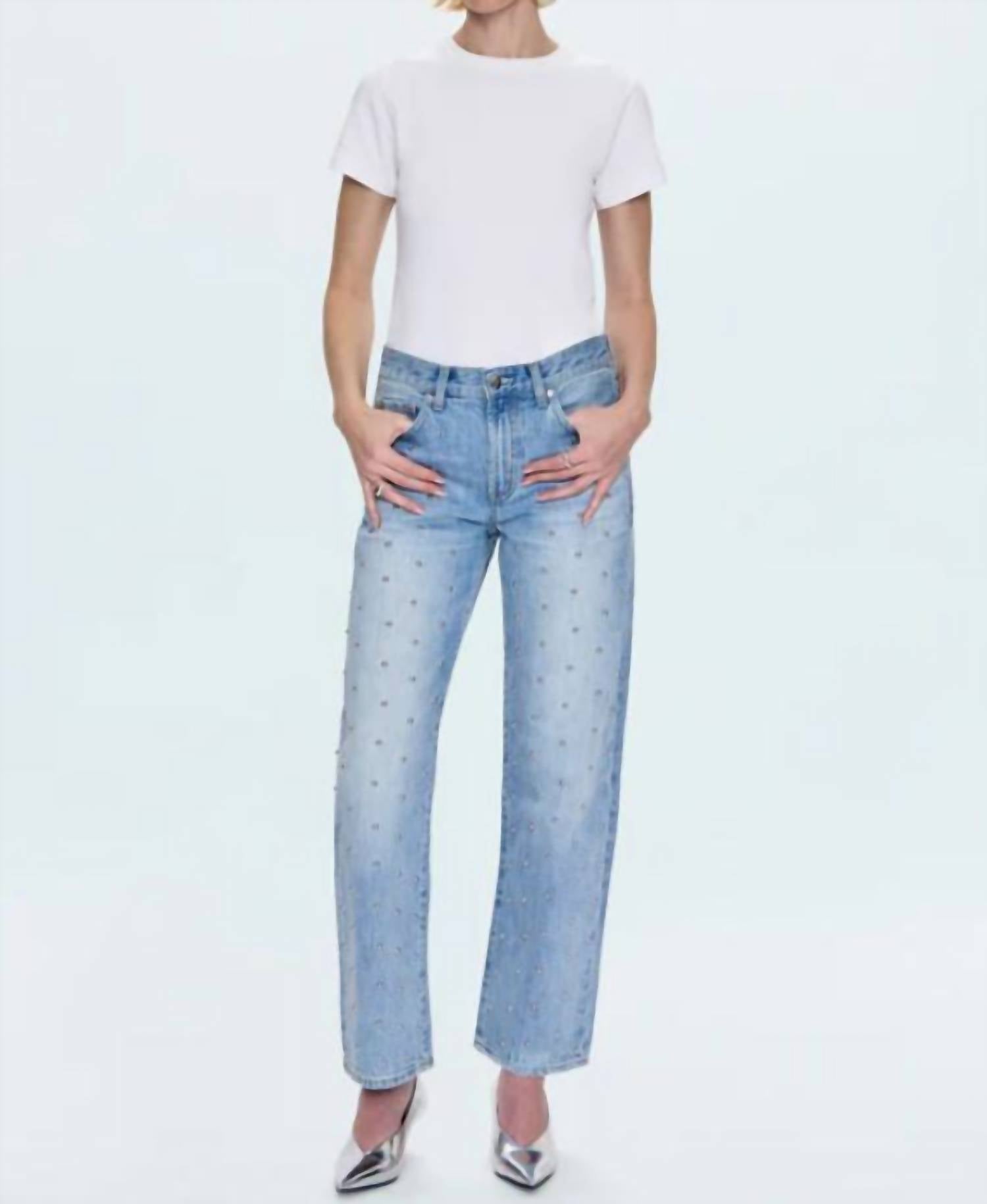 PISTOLA Lexi Mid Rise Bowed Straight Jeans in aries 5 - women's jeans