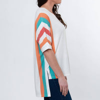 Elsie & Zoey - Daya Stripe Dolman Half Sleeve Hi-lo Top
