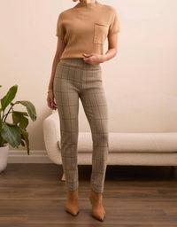 Tribal - Plaid Knit Ponte Pull-on Ankle Pant