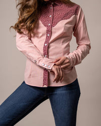 Kimes Ranch Birdie Pearl Snap Shirt in pink - women's long sleeve top - view 4