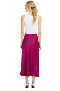 ALLISON NEW YORK Reese Satin Skirt in berry - women's skirt - detail view