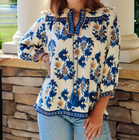 Gigio - Floral Fall Three Quarter Sleeve Blouse