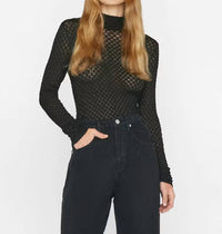 Frame - Mesh Lace Turtleneck Top