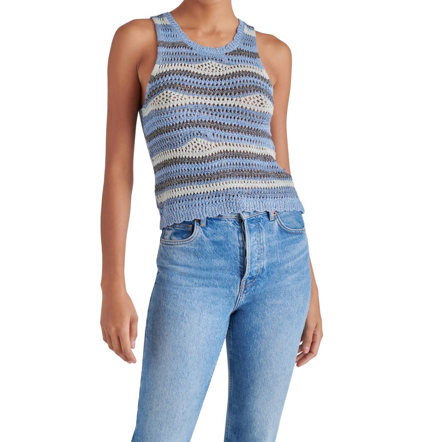 STEVE MADDEN Hannah Knit Tank Top in blue multi - women's tank top