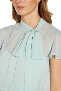 Adrianna Papell - Tie Neck Crepe Chiffon Dress