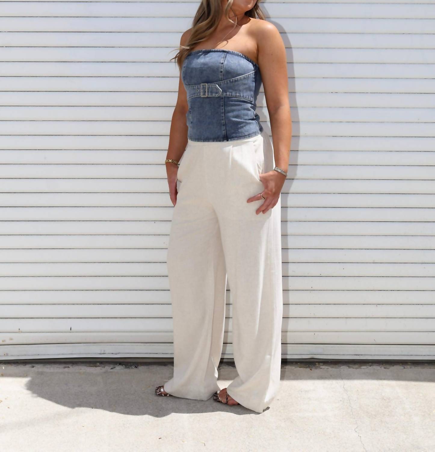 Emory Park - Buckle Up Denim Top