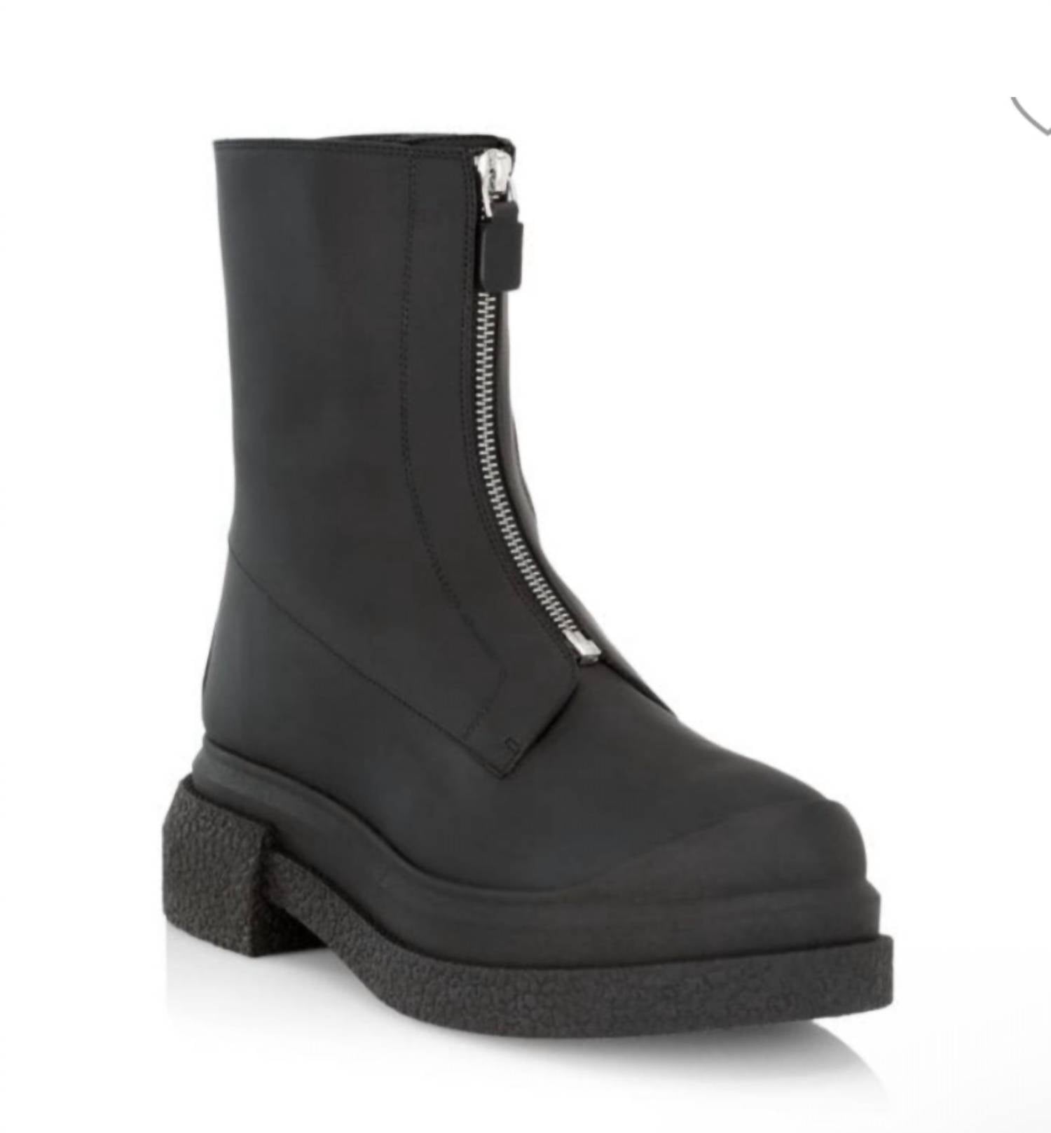 STUART WEITZMAN Women's Charli Zip Sport Leather Boots in black - women's shoe - detail view