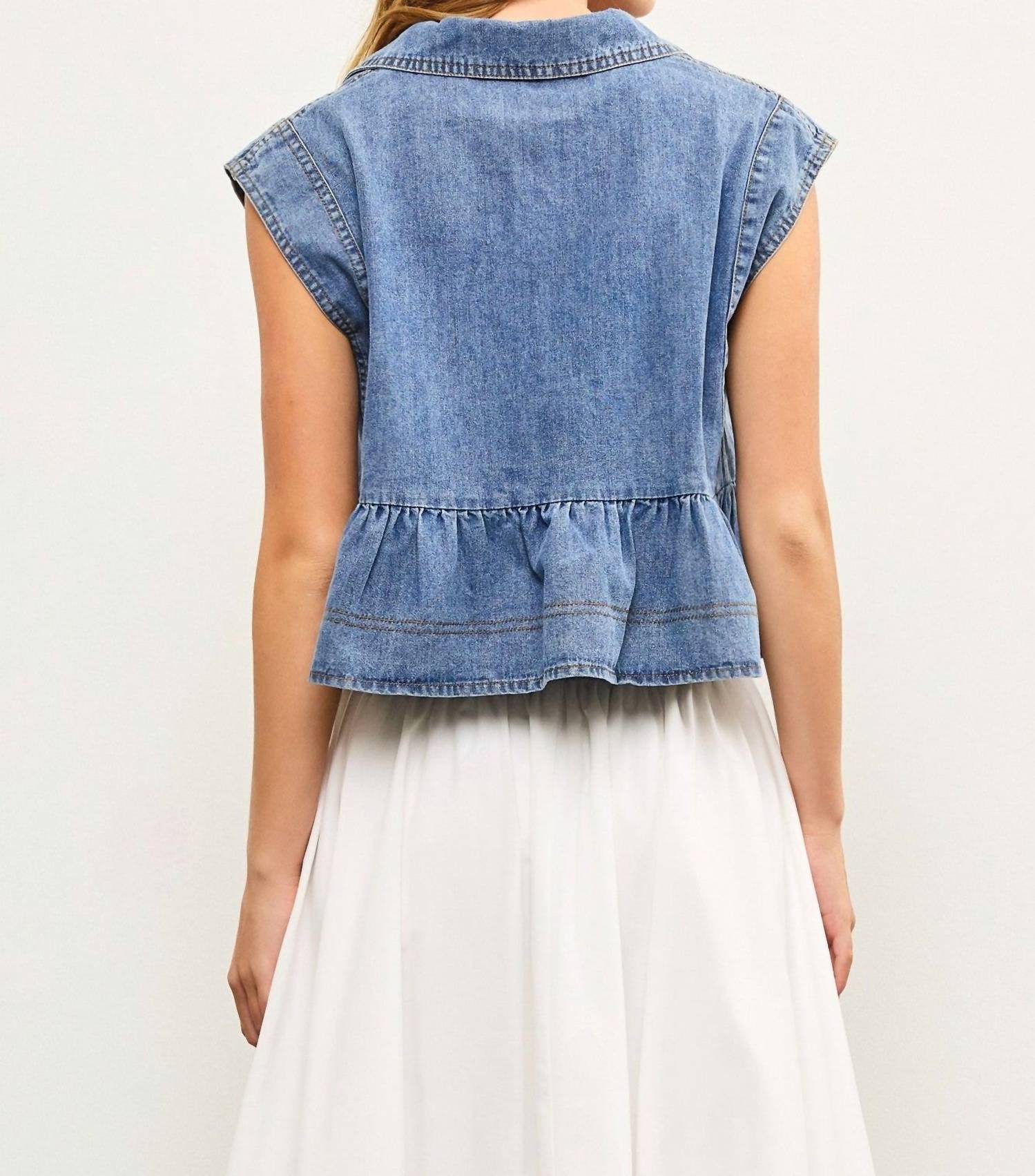 Mustard Seed - Down For Denim Peplum Top