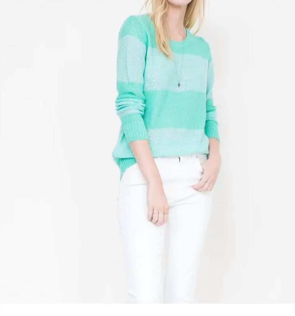 Quinn - Sequin Stripe Crew Neck Sweater