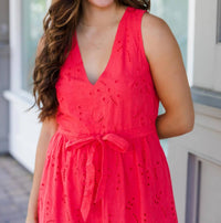 Lovestitch - Hit Hot Eyelet Midi Dress