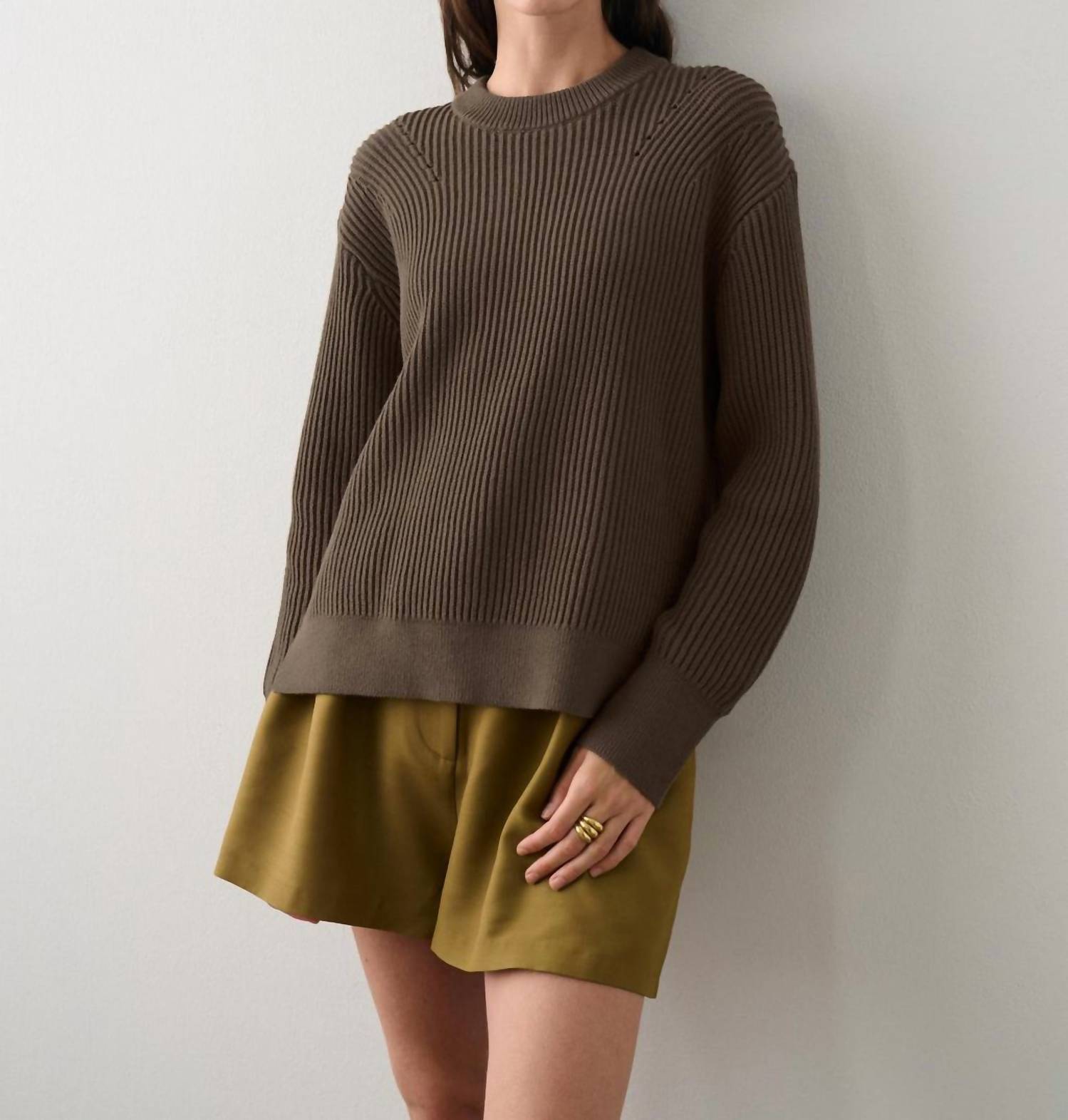 White + Warren - Cotton Ribbed Crewneck Sweater