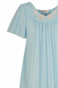 Shadowline Lingerie - Women's Short Gown With Flower Petal Embroidery And Flutter Sleeves
