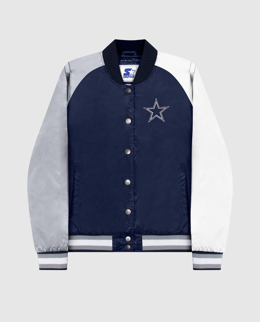 Starter - Women's Dallas Cowboys Snap-front Varsity Satin Starter Jacket