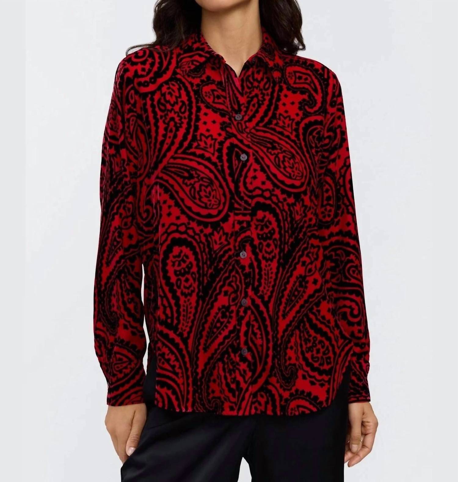 Foxcroft - Meghan Velvet Paisley Shirt