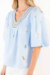 Thml - Puff Sleeve Sailboat Top