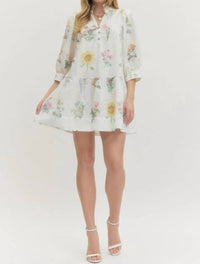 Entro - Floral Eyelet Embroidered Mini Dress