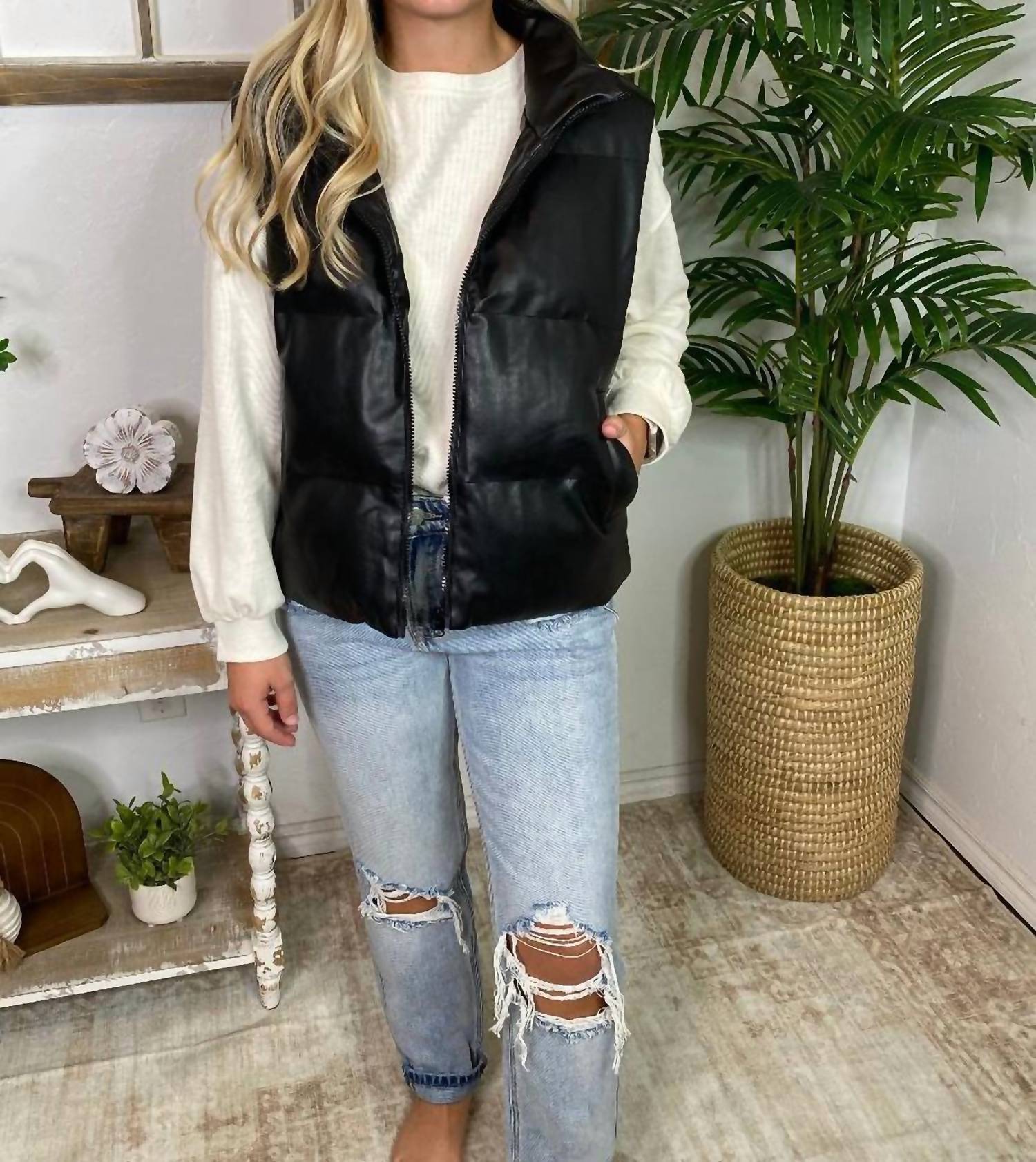 Ee:Some - Vegan Leather Puffer Vest