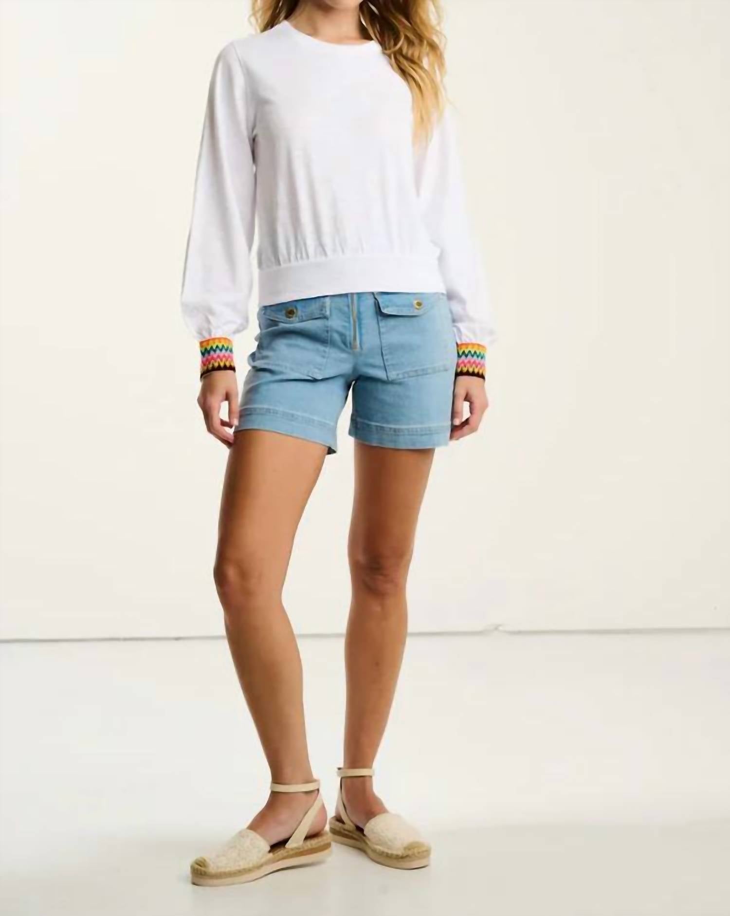 LISA TODD Love Bond Tee in white - women's long sleeve top - detail view