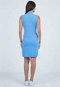 Ibkul - Mini Check Print Sleeveless Mock Neck Dress