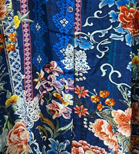 Shana Apparel Women's Silk Viscose Button Down Shirt in navy - women's shirt - detail view