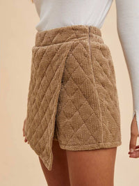 AnnieWear Quilted Velvet Skort in taupe - women's shorts - detail view