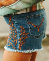 Lucky & Blessed - Desert Stitched High-rise Cutoffs Shorts