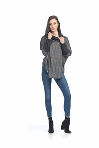 Papillon - Soft Plaid Cowl Neck Poncho