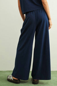 MIOU MUSE Dye And Wash Knitted Pants in indigo - women's pants - detail view