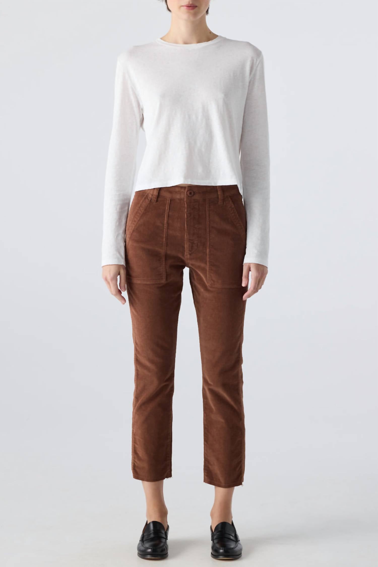 AMO Corduroy Easy Army Trouser in cocoa 2 - women's pants