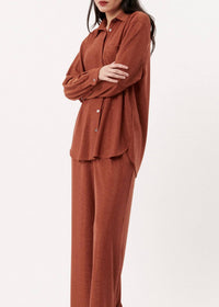 FRNCH Maelle Flowing Shirt in orange brule - women's long sleeve top - alternate view