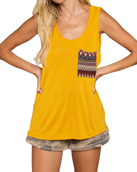Pol - Peggy Aztec Print Pocket Tank Top